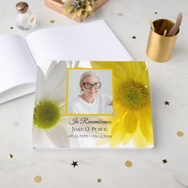 Libro De Visitas Abejas blancas amarillas celebran funeral de vida (Anverso Abierto)
