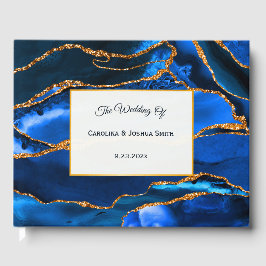 Libro De Visitas Abstract Blue Agate Watercolor