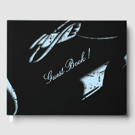 Libro De Visitas Abstract Music Guest Book Blue