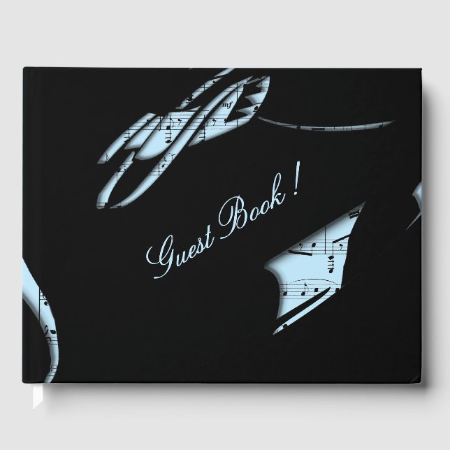 Libro De Visitas Abstract Music Guest Book Blue (Anverso)