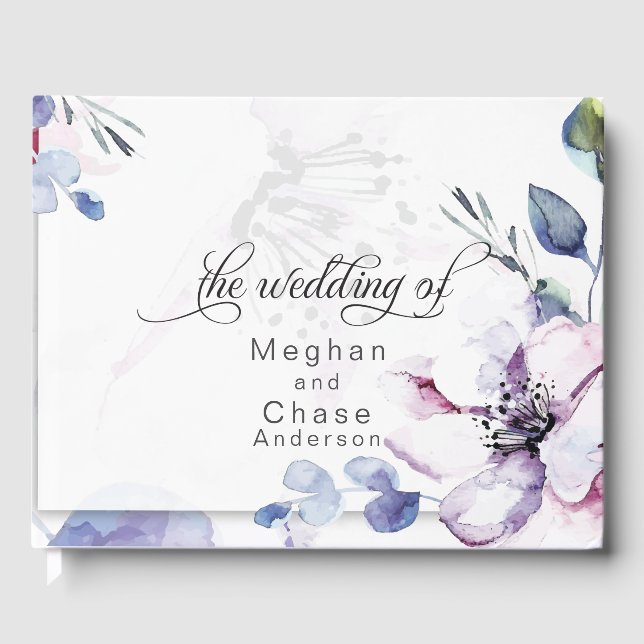 Libro De Visitas Abstracto acuarela Apple Blossoms (Anverso)