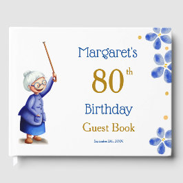 Libro De Visitas Abuela floral azul dulce con acuarela de caña