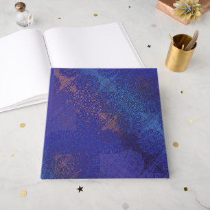 Libro De Visitas Aceptación Medallones Blue Indigo Violet Boho