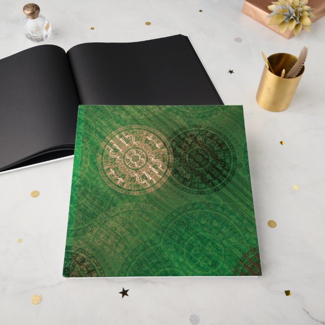 Libro De Visitas Aceptación | Medallones de Meditación Verde (Anverso Abierto)