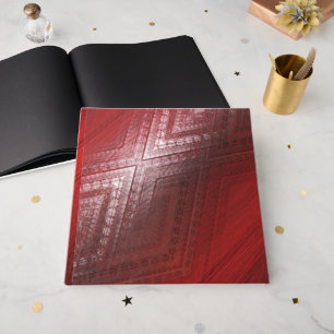 Libro De Visitas Aceptación Patrón de Boho Ecléctico Rojo