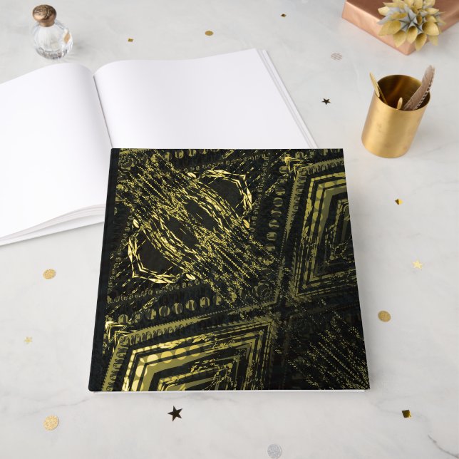Libro De Visitas Aceptación | Textura geométrica oscura (Anverso Abierto)