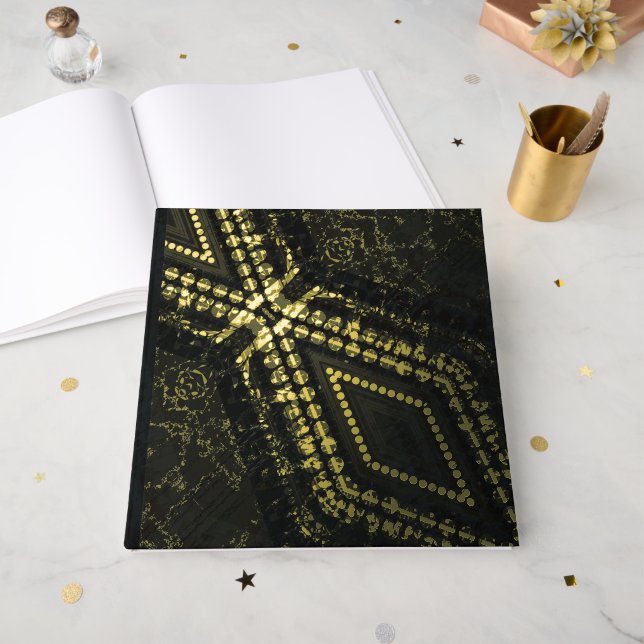 Libro De Visitas Aceptación | Textura oscura del boho (Anverso Abierto)