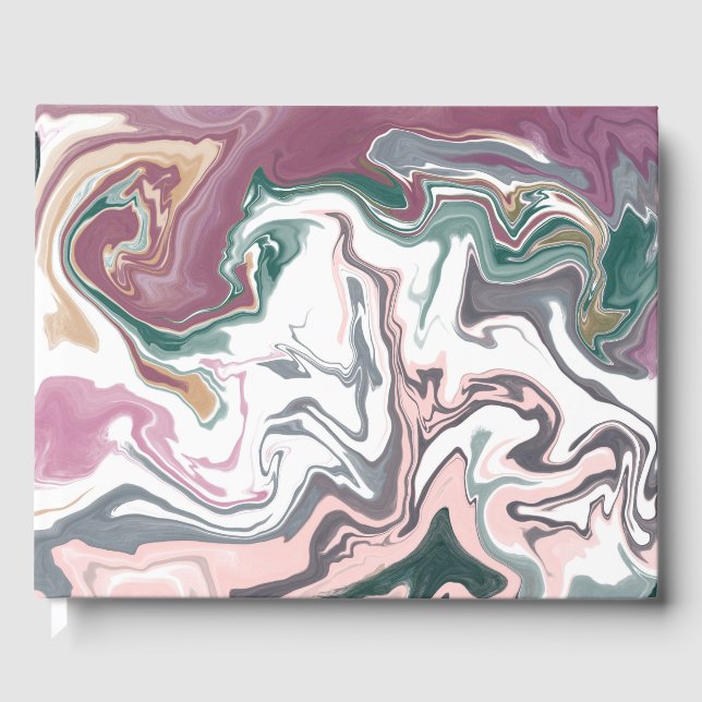 Libro De Visitas Acrílico líquido verde y rosa (Anverso)