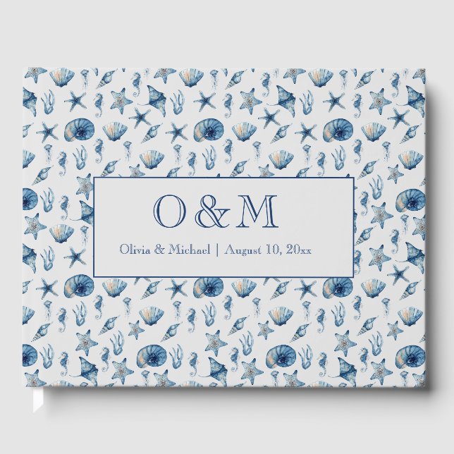 Libro De Visitas Acuarela bajo el patrón marino (Anverso)