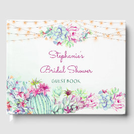 Libro De Visitas Acuarela Cactus Suculentas Luces Despedida de Solt