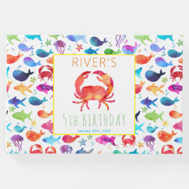 Libro De Visitas Acuarela de arcoiris bajo el cangrejo marino