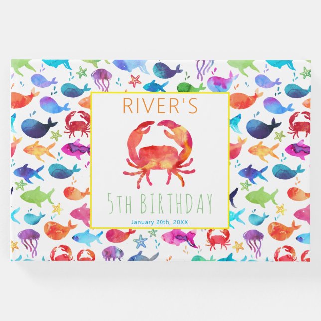 Libro De Visitas Acuarela de arcoiris bajo el cangrejo marino (Anverso)