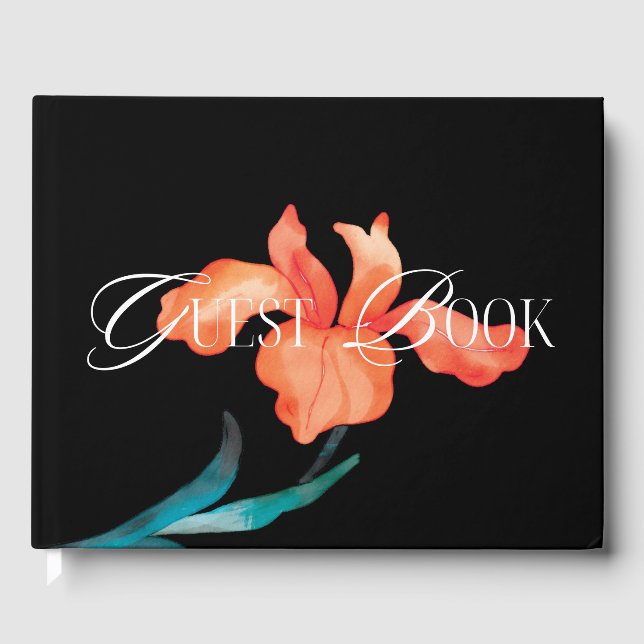 Libro De Visitas Acuarela Fiesta Mexicana Boda Flor Negro (Anverso)