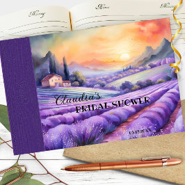 Libro De Visitas Acuarela Lavender Italiano Country Ducha de novias