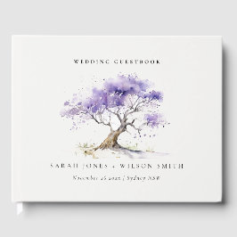 Libro De Visitas Acuarela mínima Lilac Jacaranda Tree Boda
