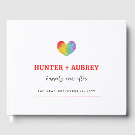 Libro De Visitas Acuarela Orgullo Corazón Boda Lesbiana Gay