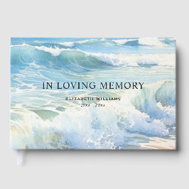 Libro De Visitas Acuarela Playa Mar Océano Olas Rodantes Funeral