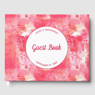 Libro De Visitas Acuarela rosa de Confetti Resumen Boda moderno