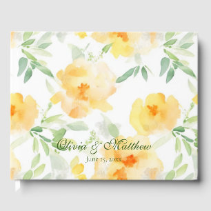 Libro De Visitas Acuarela suave mandarina naranja amarillo floral