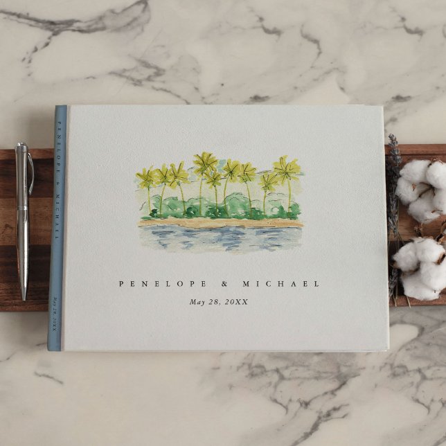 Libro De Visitas Acuarela Tropical Palm Beach Wedding (Watercolor Tropical Palm Beach Wedding Guest Book)