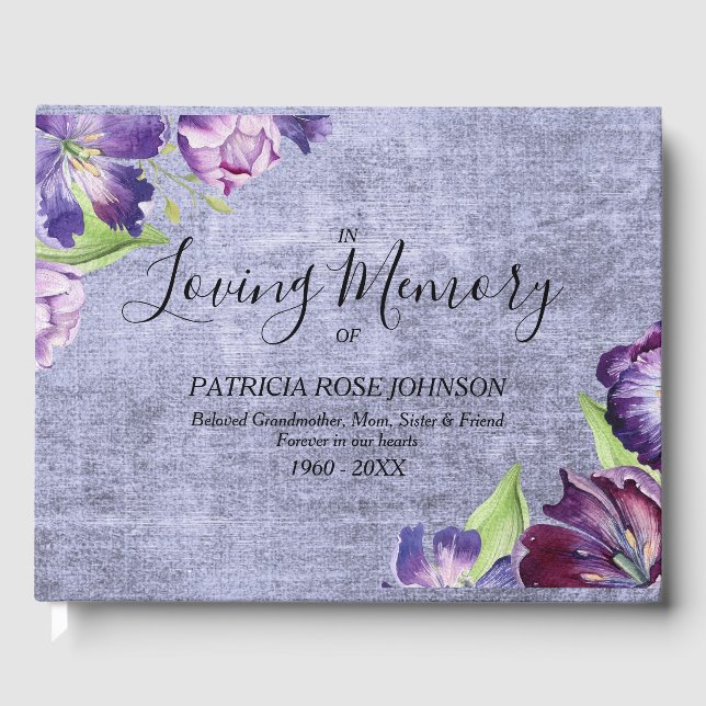 Libro De Visitas Acuarela Tulips Memorial Recuerdo del funeral (Anverso)