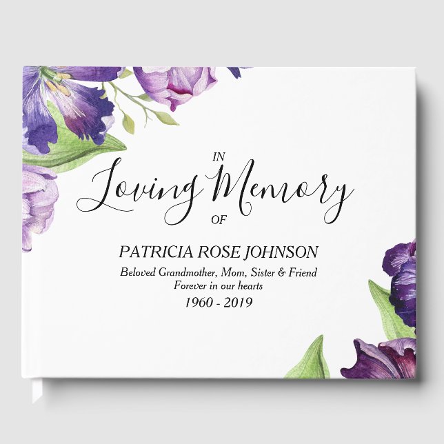 Libro De Visitas Acuarela Tulips Memorial Recuerdo del funeral (Anverso)