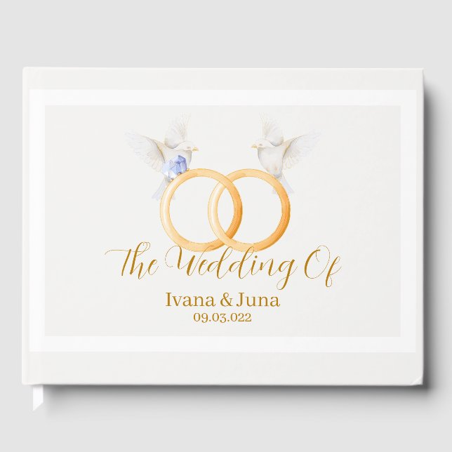 Libro De Visitas ADELLE Boda simple de la pareja azul (Anverso)