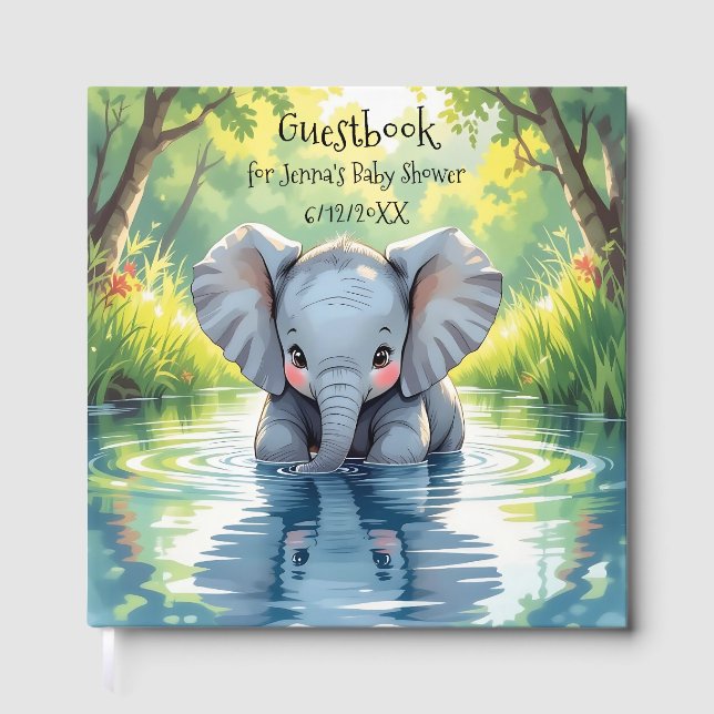 Libro De Visitas Adorable Baby Elephant and Reflection (Anverso)