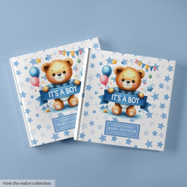 Libro De Visitas Adorable Es un niño oso de peluche ducha bebé (Adorable It’s a boy teddy bear baby shower Guest Book )