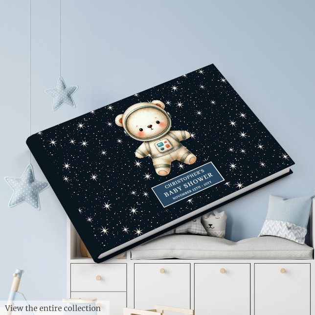 Libro De Visitas Adorable niño astronauta de oseos Teddy Baby Showe (Adorable Teddy Bear Astronaut Boy Baby Shower Guest)