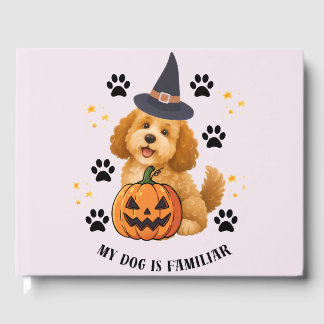 Libro De Visitas Adorable Poodle Bruja de Halloween con Calabaza