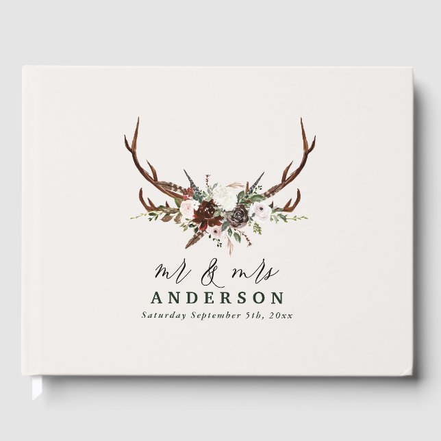 Libro De Visitas Afiche del plan de asiento del boda floral rústico (Anverso)