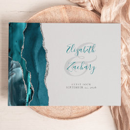 Libro De Visitas Agata azul moderno gris plata script