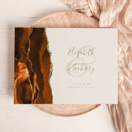 Libro De Visitas Ágata dorada naranja quemada moderna marfil