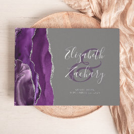 Libro De Visitas Ágata Púrpura Moderna Gris Plata Script