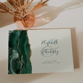 Libro De Visitas Ágata verde esmeralda moderna oro script marfil