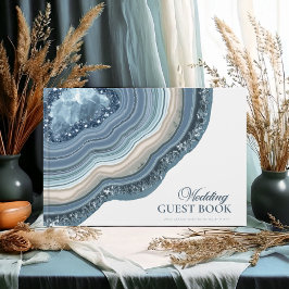 Libro De Visitas Agate Geode Purpurina Boda Dusty Blue ID647