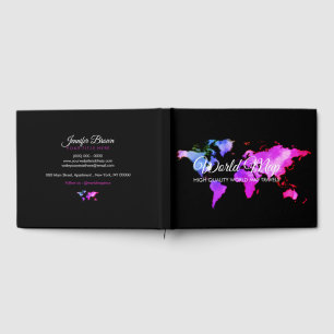 Libro De Visitas Agente de viaje globo mapa de Black Pink