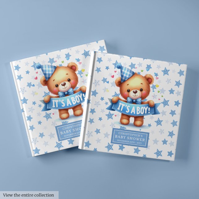 Libro De Visitas Ahogadamente es un niño oso de peluche bebé duchón (Snuggly It’s a boy teddy bear baby shower keepsake book)