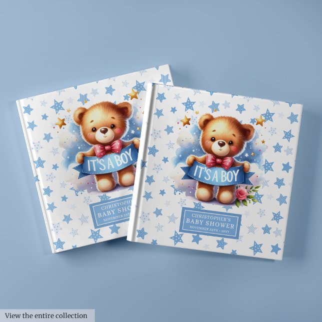 Libro De Visitas Ahogadamente es un niño oso de peluche ducha bebé (Gentle It’s a boy teddy bear baby shower memory book)