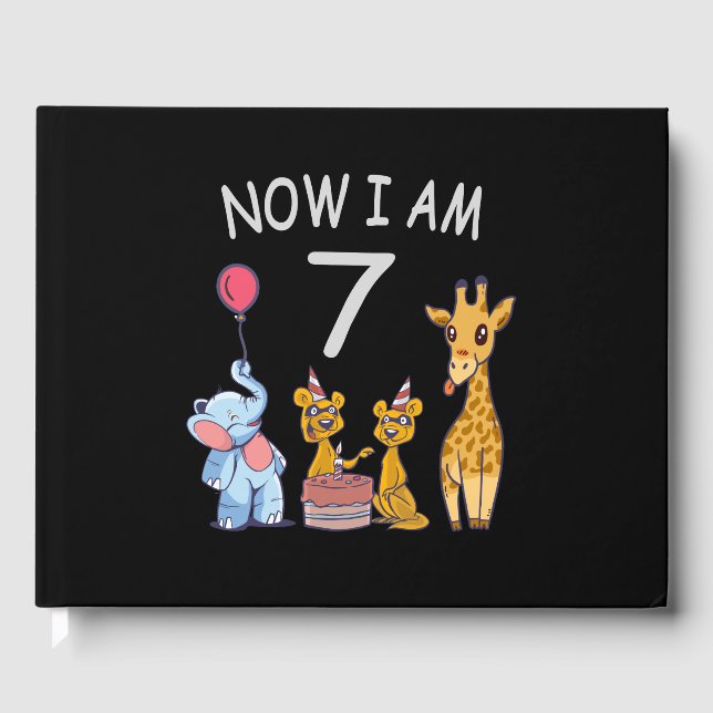 Libro De Visitas Ahora tengo 7 años y séptimo cumpleaños en el zool (Anverso)