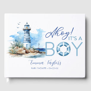 Libro De Visitas Ahoy es un hueco de Baby Shower para chicos náutic