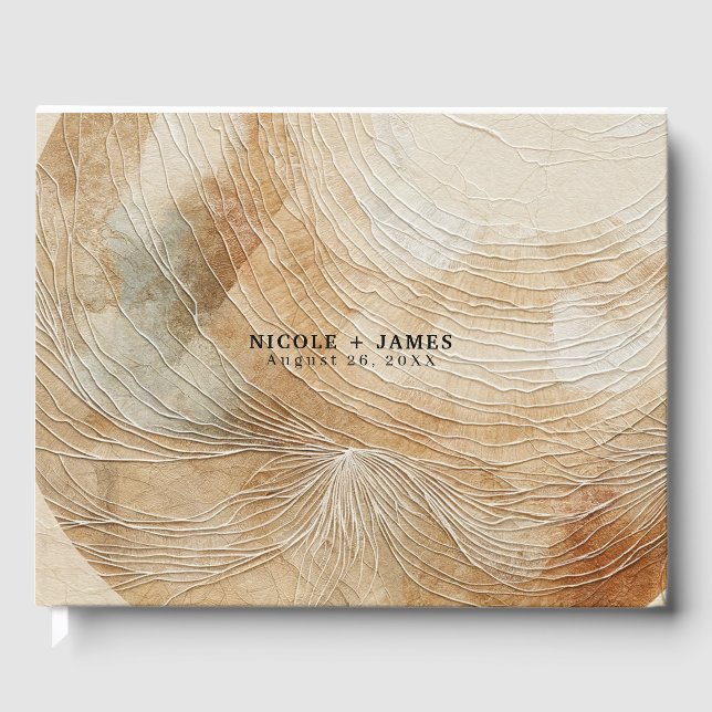 Libro De Visitas Airy Neutral Natural Element Bohemian Boho Boda (Anverso)