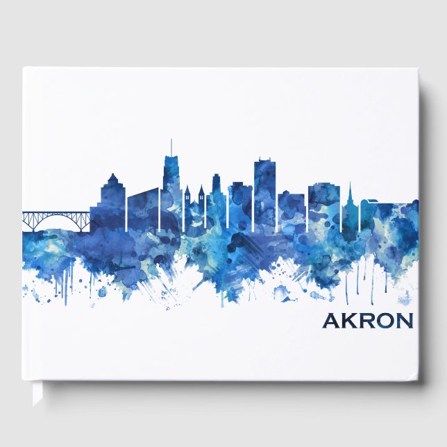 Libro De Visitas Akron Ohio Skyline Blue (Anverso)