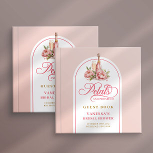 Libro De Visitas Álbum de firmas con pétalos elegantes y prosecco r