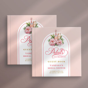 Libro De Visitas Álbum de invitados de prosecco con pétalos de rosa