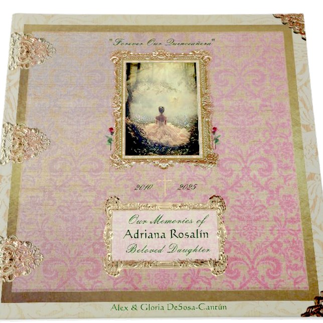 Libro De Visitas Álbum de recuerdos de un ser querido fallecido (Treasure the life of a departed loved one with this ornate rose-gold foil book to fill with memories)