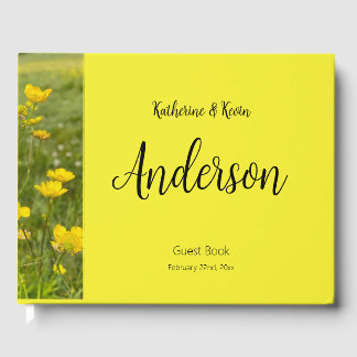 Libro De Visitas Alegre Boda floral amarillo