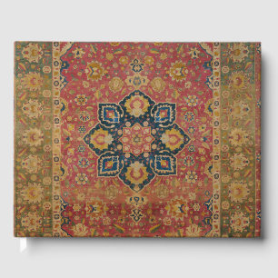 Libro De Visitas Alfombra Persa Asiática de Kashan de Oro Rojo