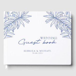 Libro De Visitas Algo Azul Boda Botánico Simple